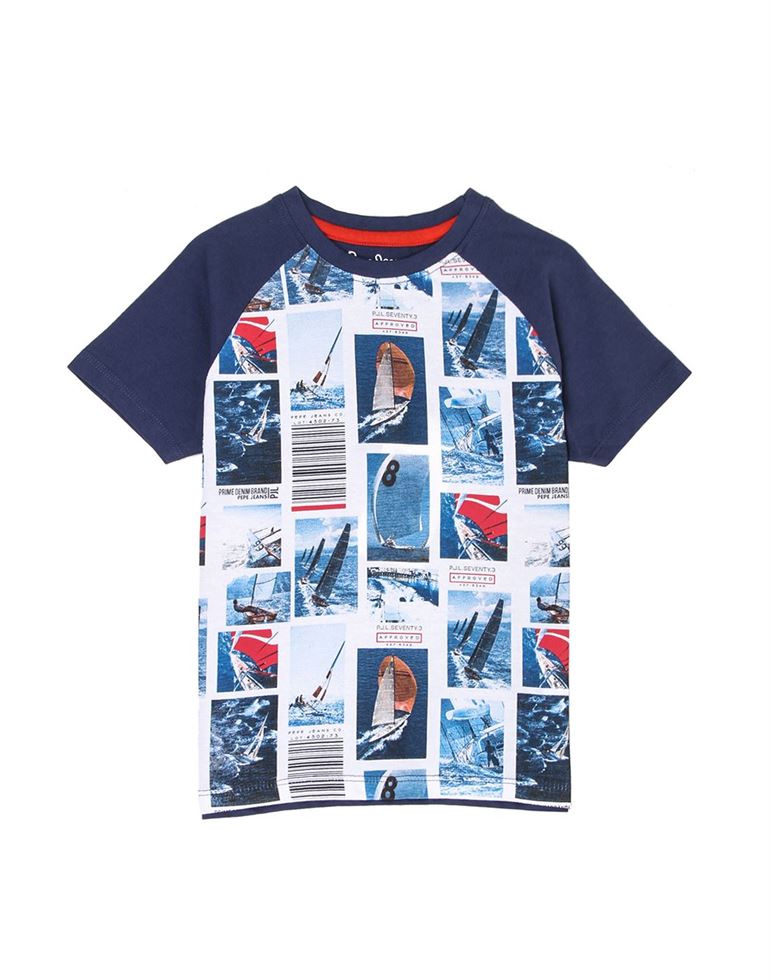 Pepe Jeans Boys Printed Blue T-Shirt